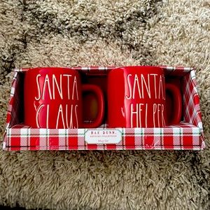 Rae Dunn Santa Claus Santa’s Helper Mug Gift Set Red White Christmas 19.5 oz NWT